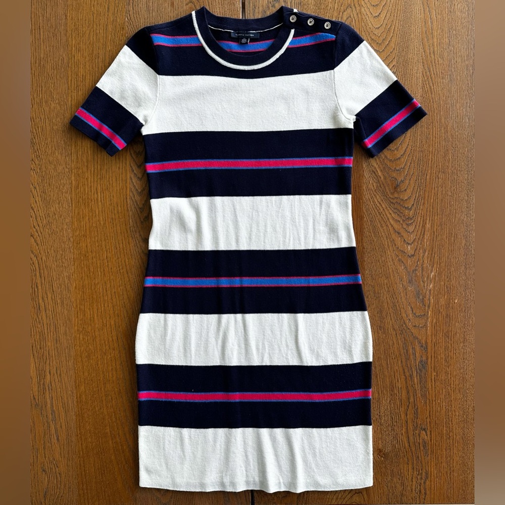 Tommy Hilfiger Striped Blue White Navy Pink Mini Dress Women’s Size XS - Picture 2 of 5